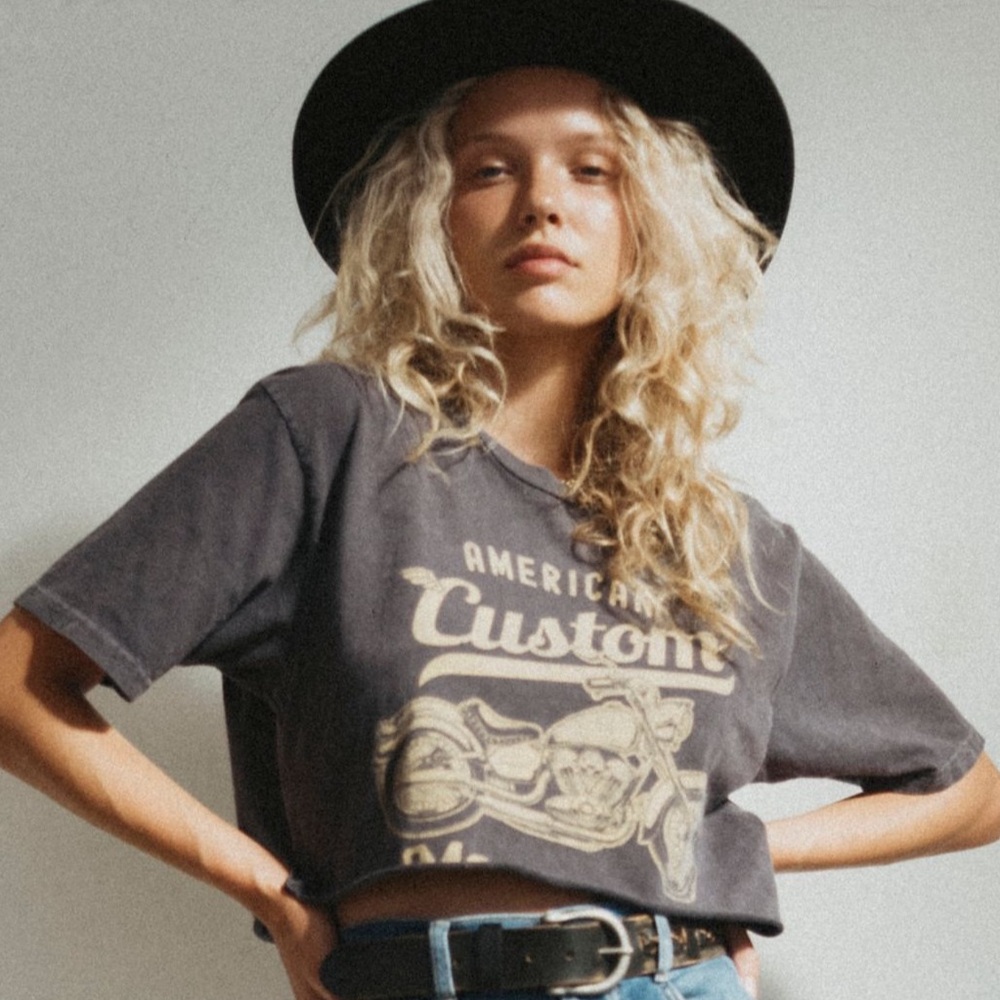 Custom motorcycle crop tee